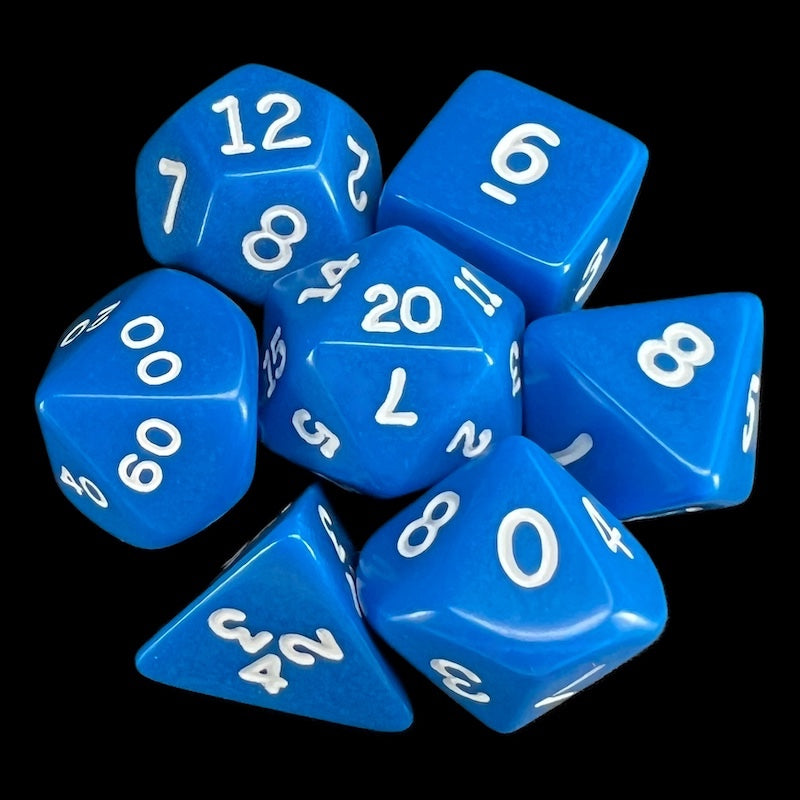 Koplow Opaque Blue & White 7 Dice Polyset