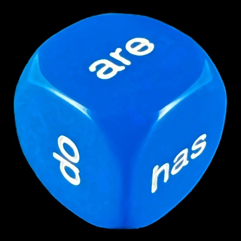 Koplow Opaque Blue Language - Being and Helping Verbs D6 Dice