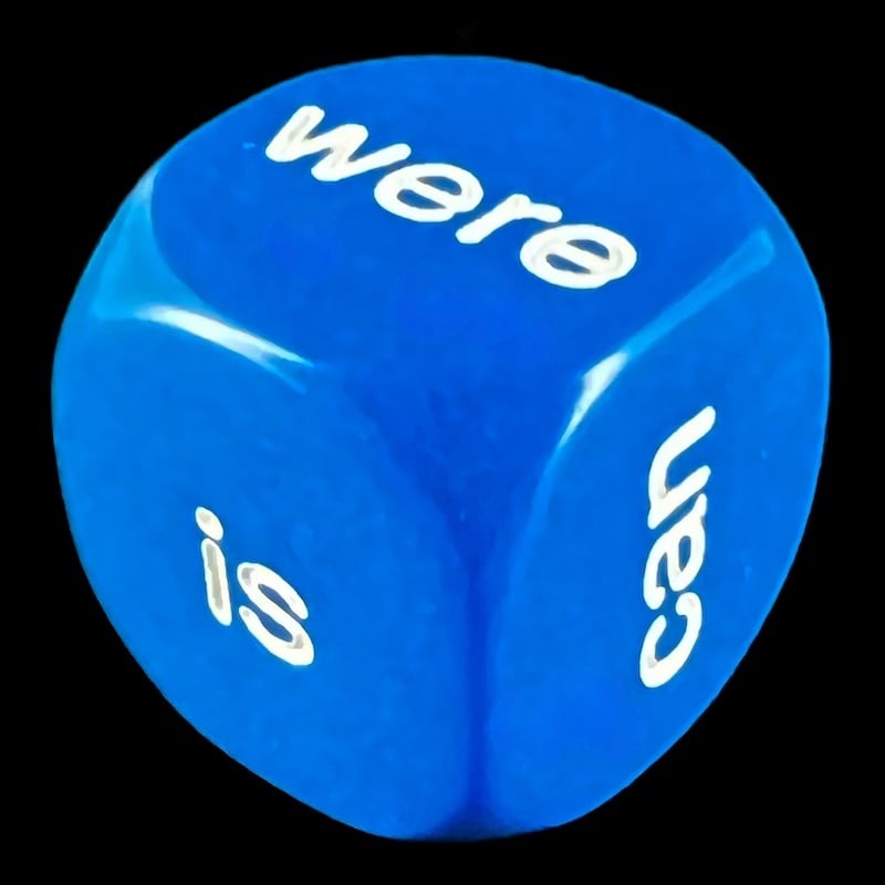Koplow Opaque Blue Language - Being and Helping Verbs D6 Dice