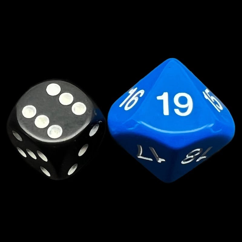 Koplow Opaque Blue & White 20mm D10 Dice Numbered 10-19