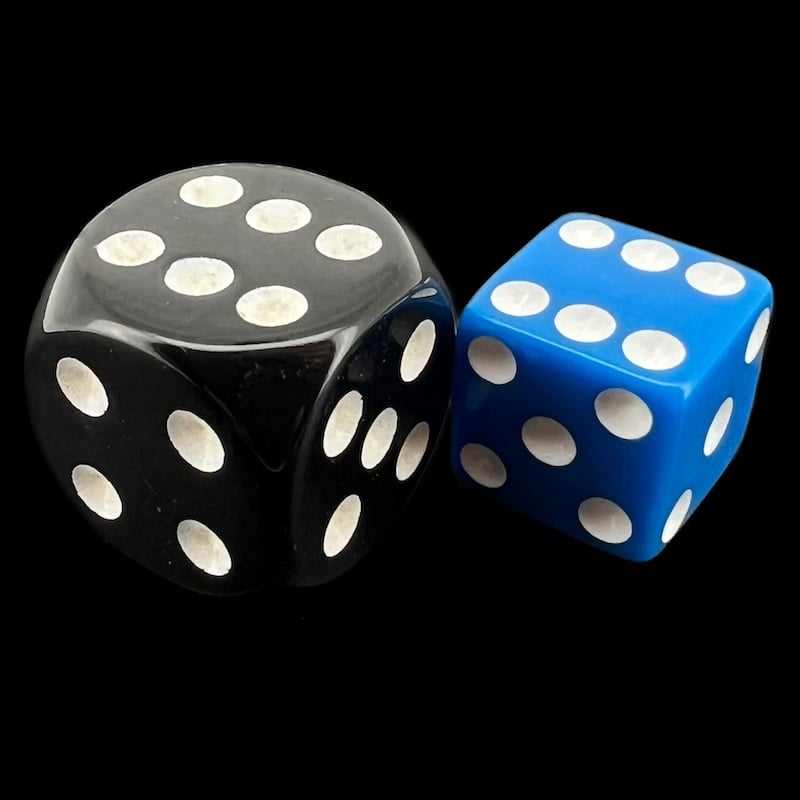 Koplow Opaque Blue & White Square Cornered 12mm D6 Spot Dice