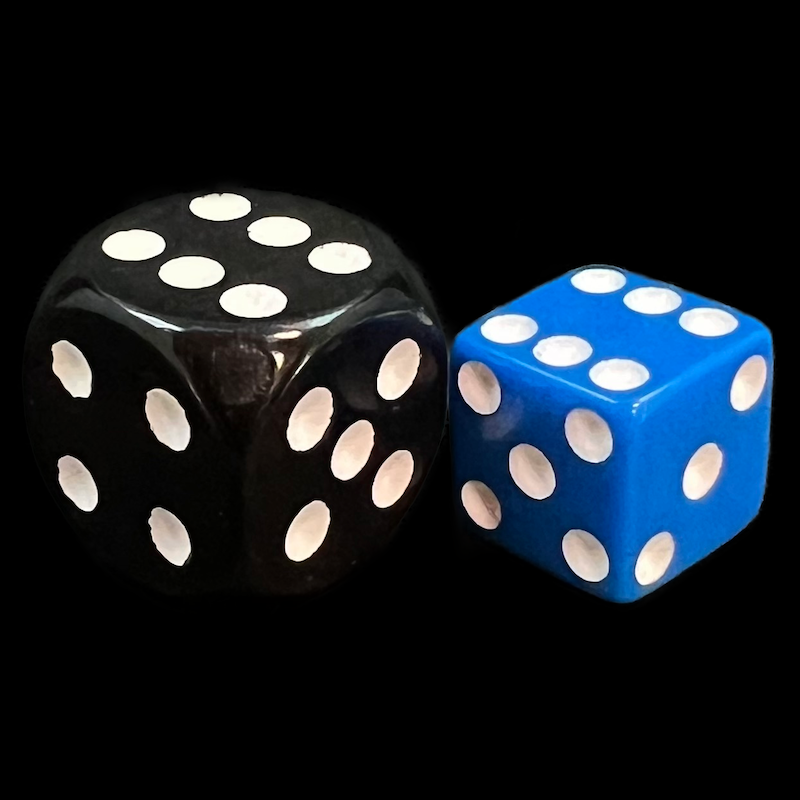 Koplow Opaque Blue & White Square Cornered 36 x D6 Dice Set
