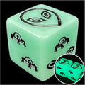 Koplow Opaque Glow in the Dark & Black Alien Logo D6 Spot Dice