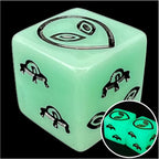 Koplow Opaque Glow in the Dark & Black Alien Logo D6 Spot Dice