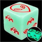 Koplow Opaque Glow in the Dark & Red Alien Logo D6 Spot Dice