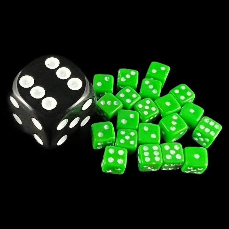 Koplow Opaque Green 5mm 20 x D6 Spot Dice Set