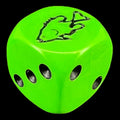 CLEARANCE Koplow Opaque Green & Black Fish Animal Logo D6 Spot Dice