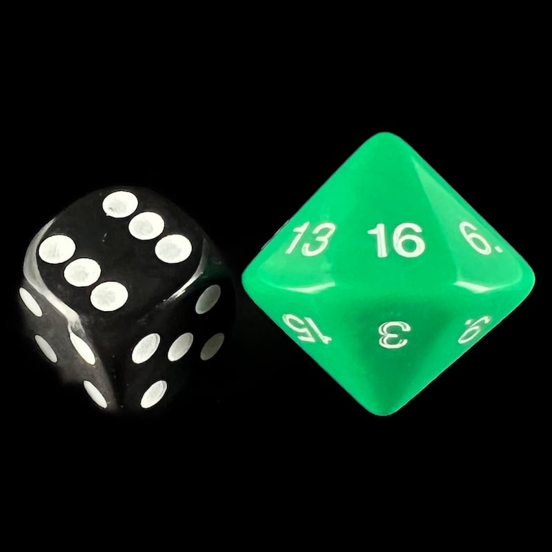 Koplow Opaque Green & White 20mm D16 Dice