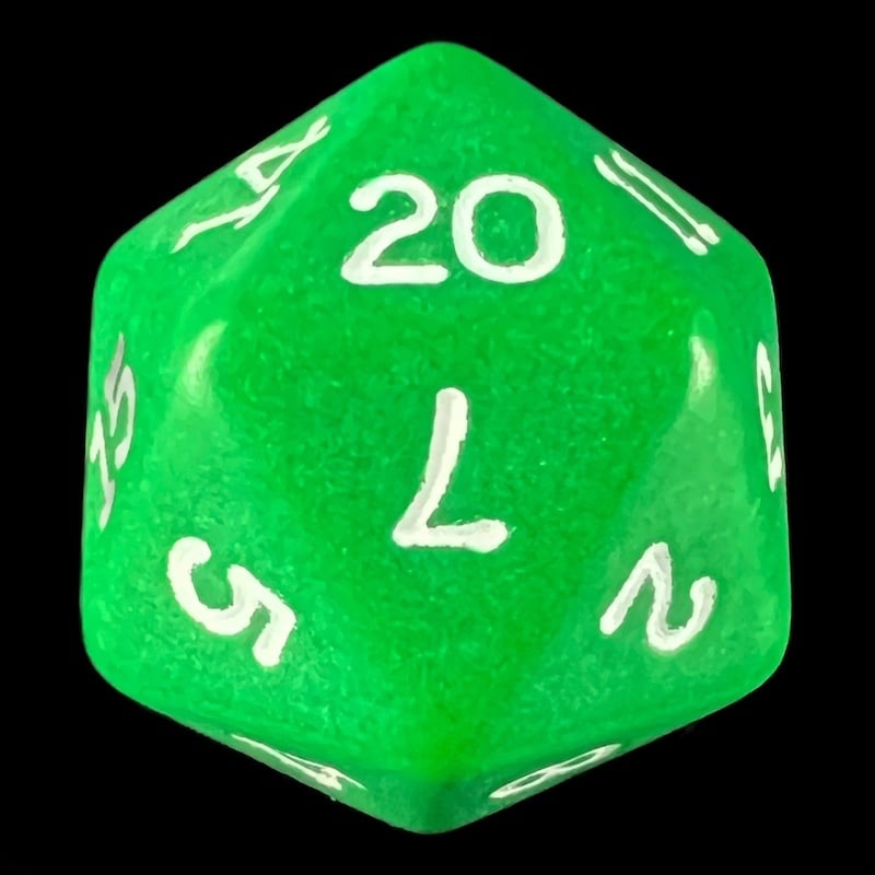 Koplow Opaque Green & White D20 Dice