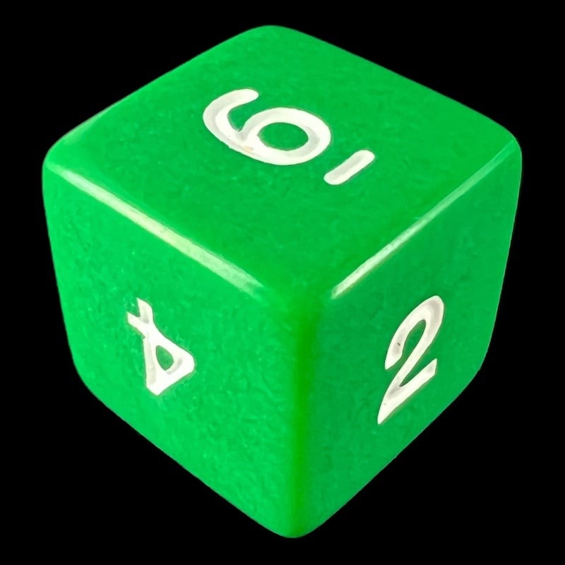 Koplow Opaque Green & White D6 Dice
