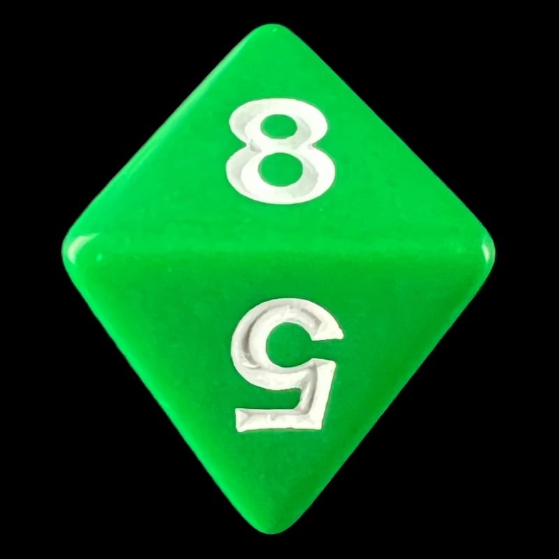 Koplow Opaque Green & White D8 Dice