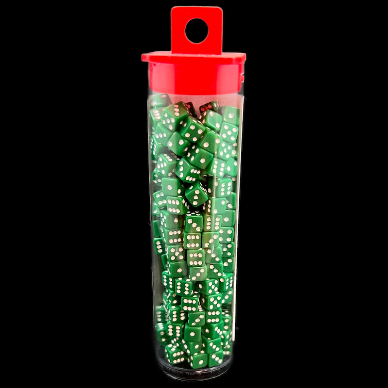 Koplow Opaque Green & White MINI 5mm 200 x D6 Spot Dice Set
