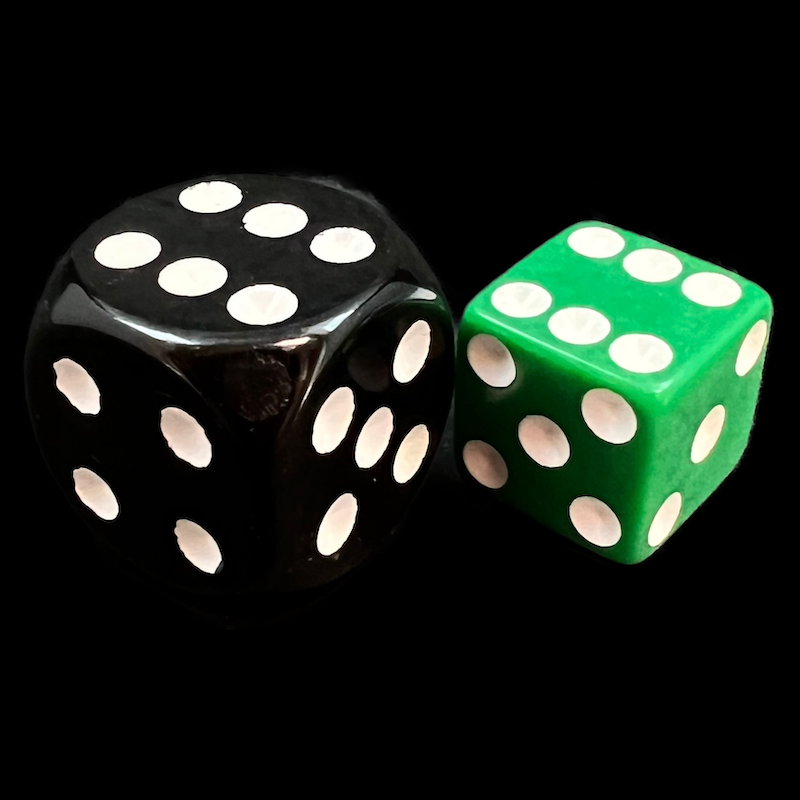 Koplow Opaque Green & White Square Cornered 36 x D6 Dice Set