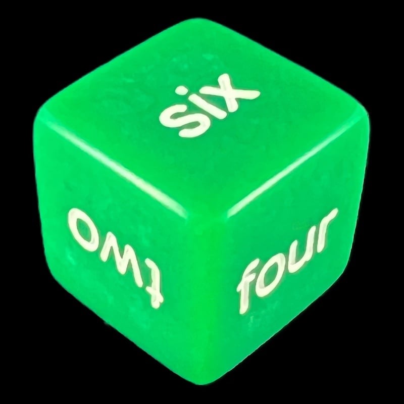 Koplow Opaque Green Word Number D6 Dice