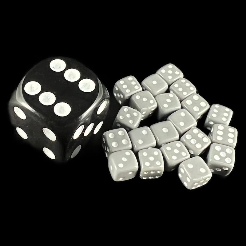 Koplow Opaque Grey 5mm 20 x D6 Spot Dice Set