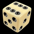 Koplow Opaque Ivory & Black Square Cornered 16mm D6 Spot Dice