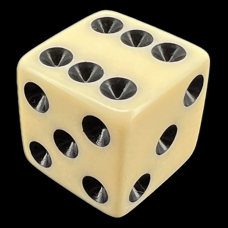 Koplow Opaque Ivory & Black Square Cornered 16mm D6 Spot Dice