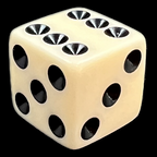 Koplow Opaque Ivory & Black Square Cornered 12 x D6 Dice Set