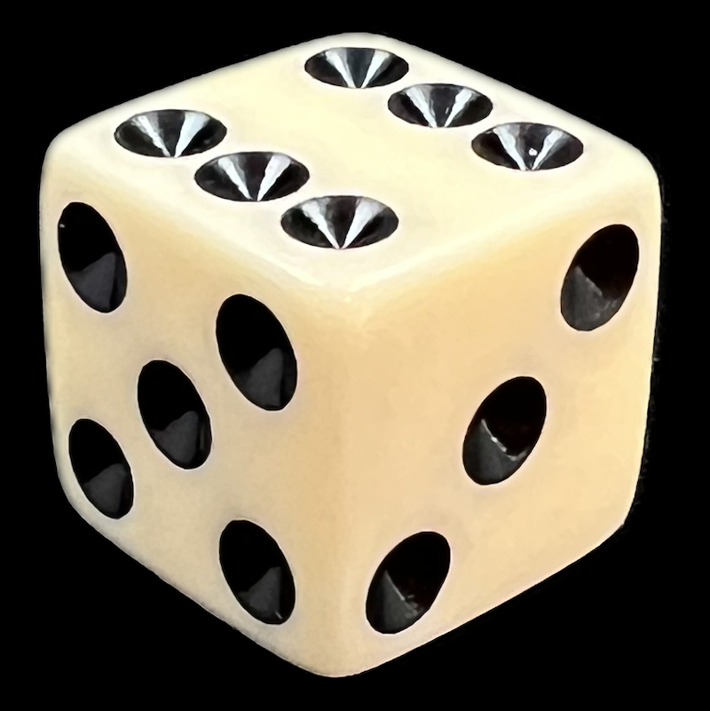 Koplow Opaque Ivory & Black Square Cornered 12 x D6 Dice Set