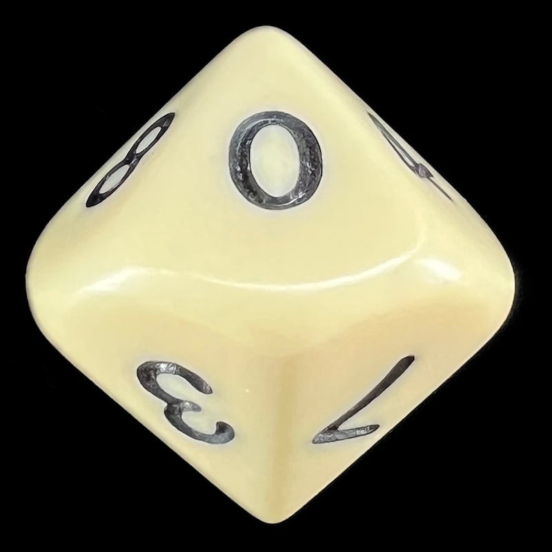 Koplow Opaque Ivory & Black D10 Dice - DISCONTINUED