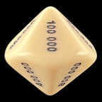 Koplow Opaque Ivory & Black Place Value Hundred Thousands D10 Dice
