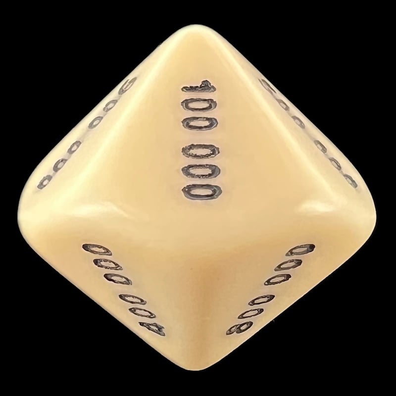 Koplow Opaque Ivory & Black Place Value Hundred Thousands D10 Dice