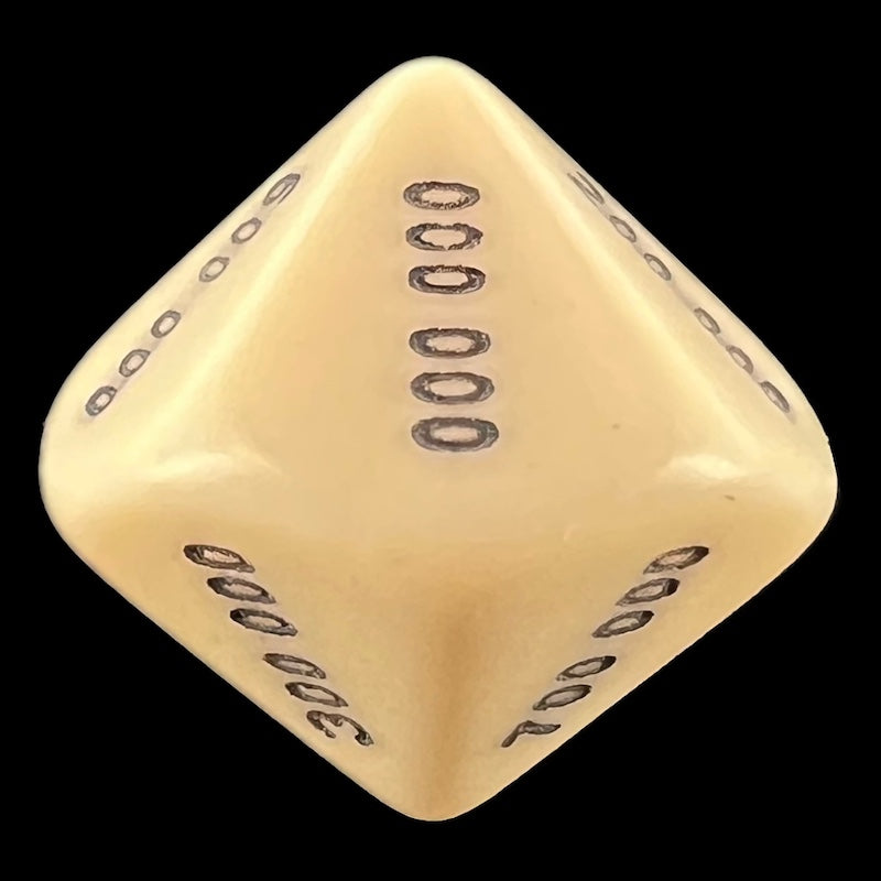 Koplow Opaque Ivory & Black Place Value Hundred Thousands D10 Dice