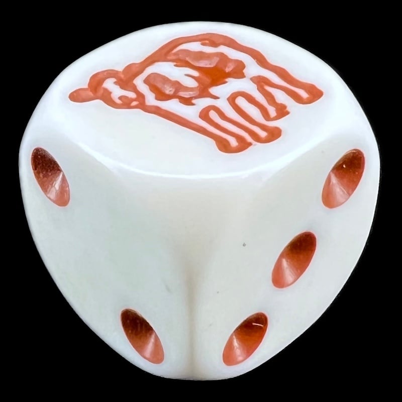 Koplow Opaque Opaque White & Brown Cow Animal Logo D6 Spot Dice
