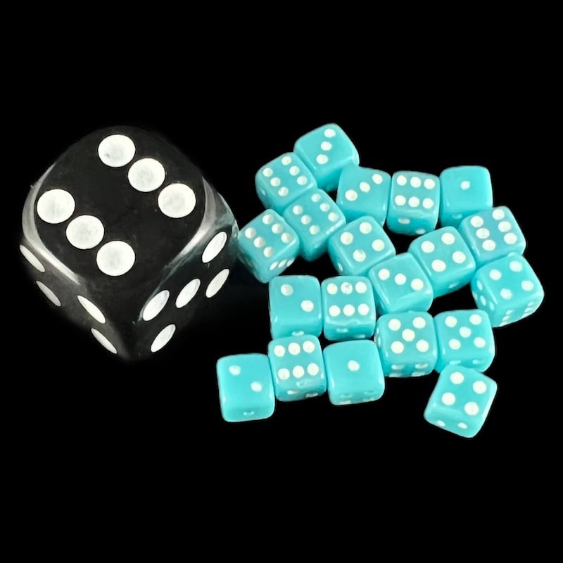 Koplow Opaque Pale Blue 5mm 20 x D6 Spot Dice Set