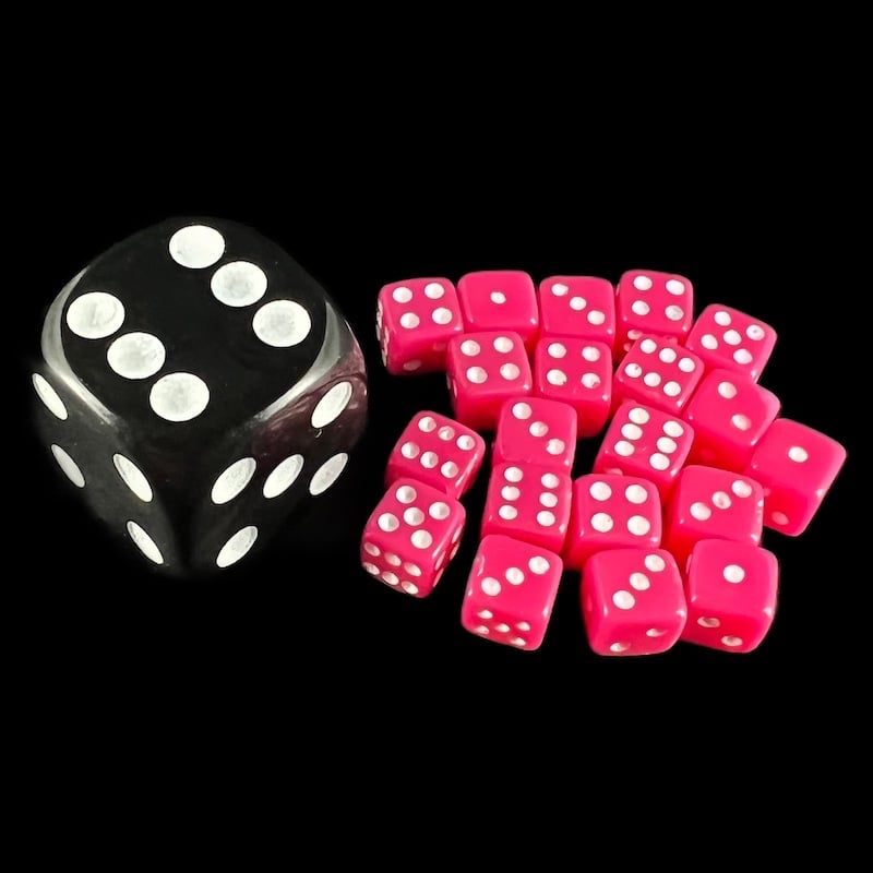 Koplow Opaque Pink 5mm 20 x D6 Spot Dice Set
