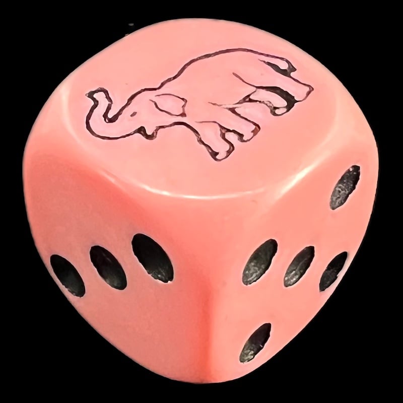 Koplow Opaque Pink & Black Elephant Animal Logo D6 Spot Dice