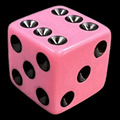 Koplow Opaque Pink & Black Square Cornered 16mm D6 Spot Dice