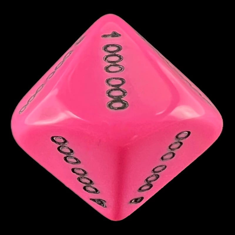 Koplow Opaque Pink & Black Place Value Millions D10 Dice
