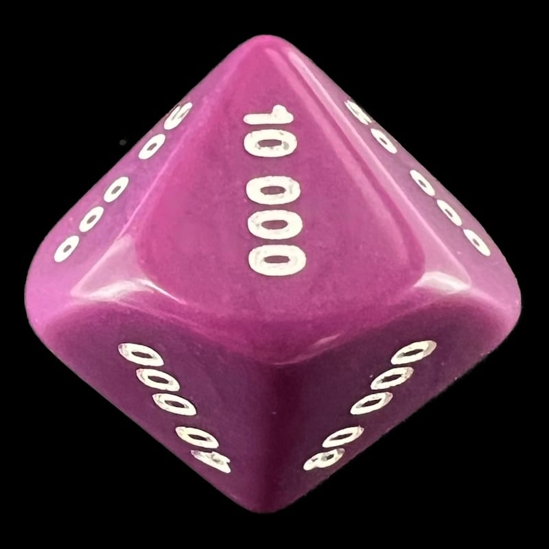 Koplow Opaque Purple & White Place Value Ten Thousands D10 Dice