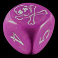 Koplow Opaque Purple & White Pirate Skull & Crossbones Logo D6 Dice - DISCONTINUED