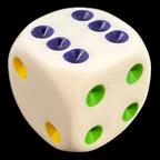Koplow Opaque White & Rainbow Multi Colour 16mm D6 Spot Dice