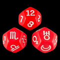 Koplow Opaque Red Astrology 3 x D12 Dice Set