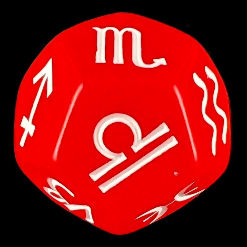 Koplow Opaque Red Astrology Star Signs D12 Dice