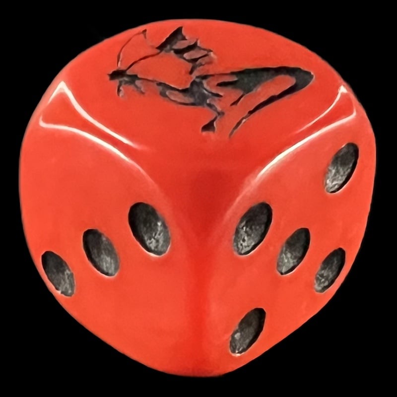 Koplow Opaque Red & Black Dragon Logo D6 Spot Dice - DISCONTINUED