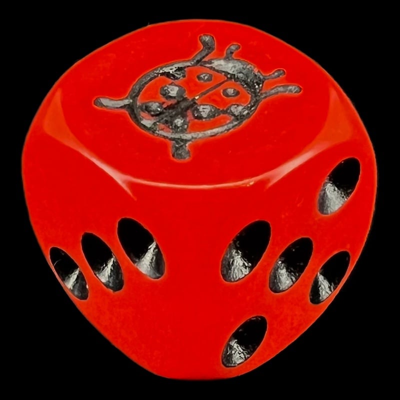 Koplow Opaque Red & Black Ladybird Bug Animal Logo D6 Spot Dice