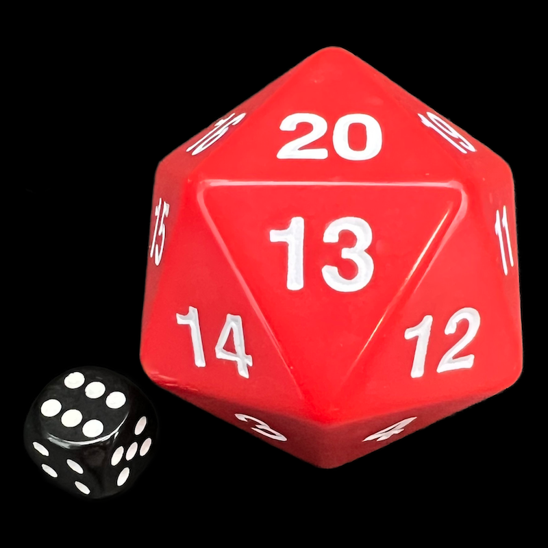 Koplow Opaque Red MASSIVE Spindown  / Countdown 55mm D20 Dice