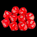 Koplow Opaque Red & White 10 x D10 Dice Set