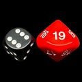 Koplow Opaque Red & White 20mm D10 Dice Numbered 10-19