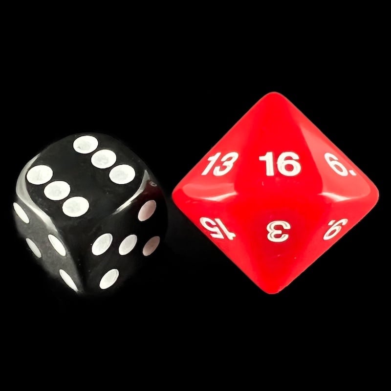Koplow Opaque Red & White 20mm D16 Dice