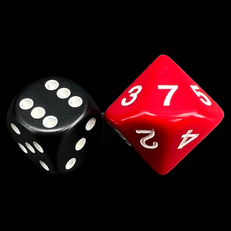 Koplow Opaque Red & White 20mm D7 Dice