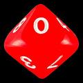 Koplow Opaque Red & White D10 Dice