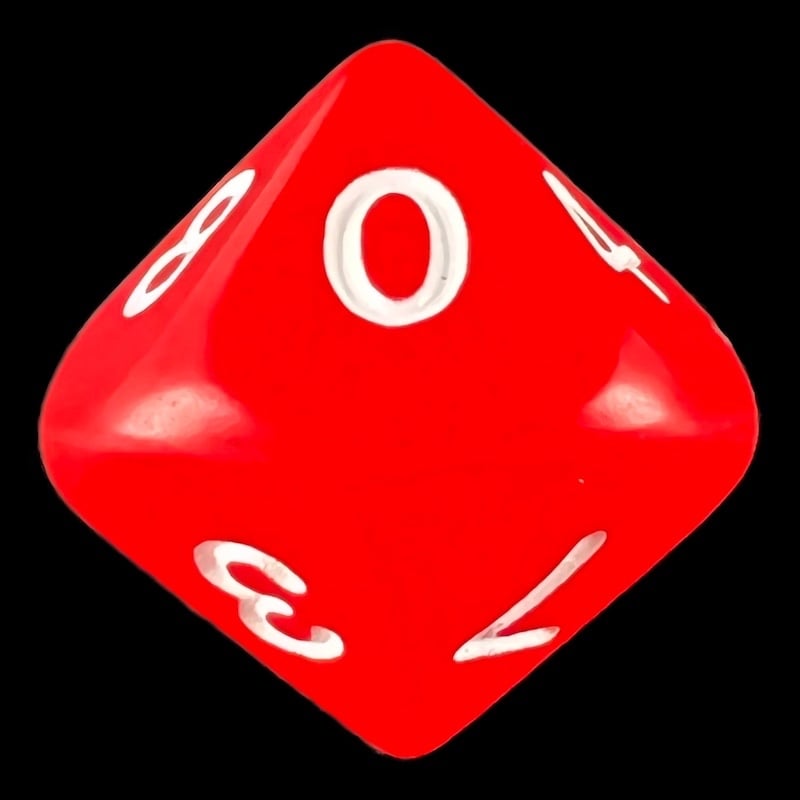 Koplow Opaque Red & White D10 Dice
