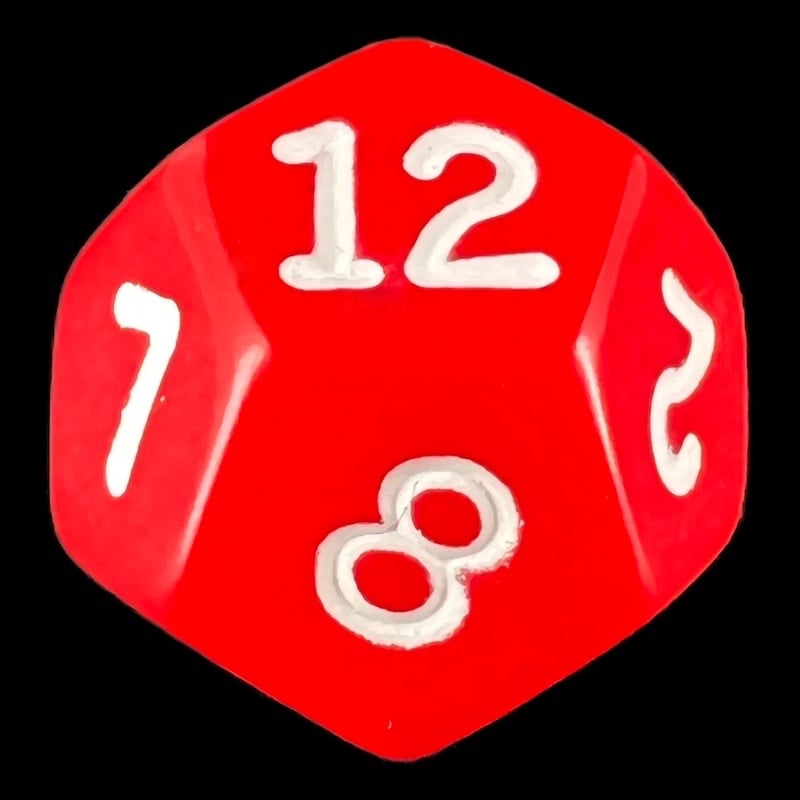 Koplow Opaque Red & White D12 Dice