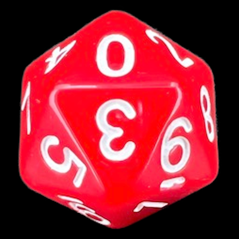 Koplow Opaque Red & White 20 Sided D10 - Numbered 0-9 Twice