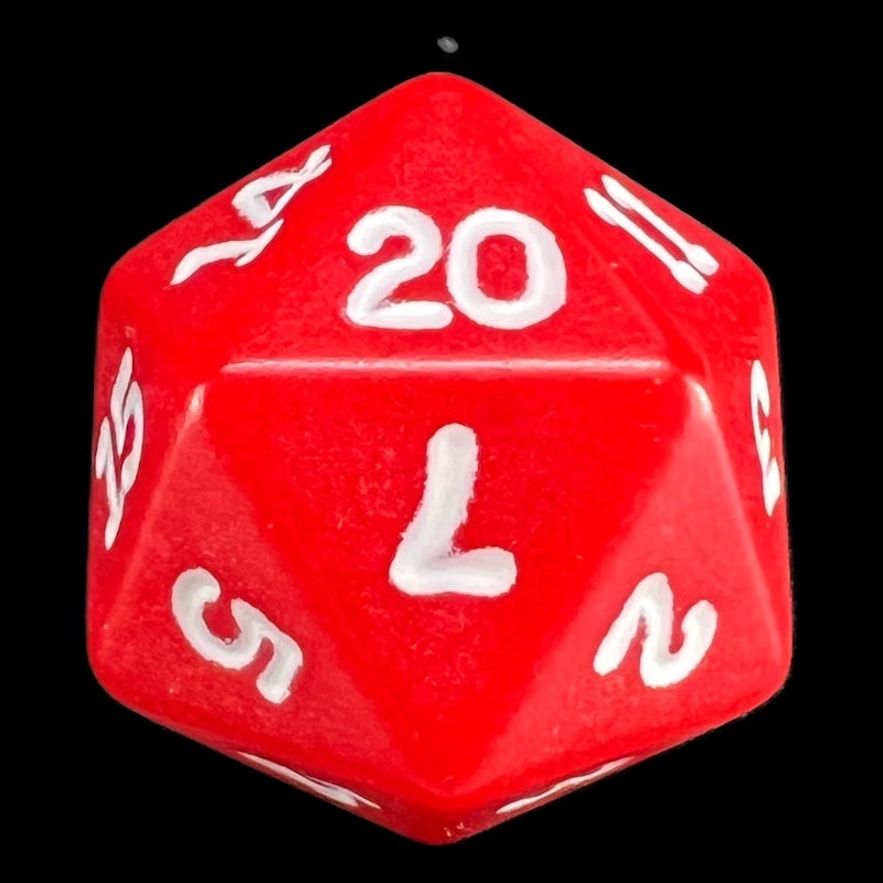Koplow Opaque Red & White D20 Dice